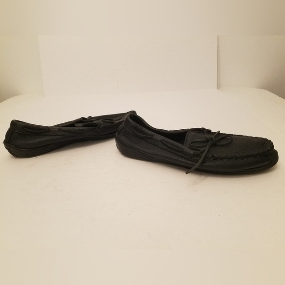 Minnetonka Men's Moccasin Moosehide Straight Plug Black Size 13 - Picture 8 of 16